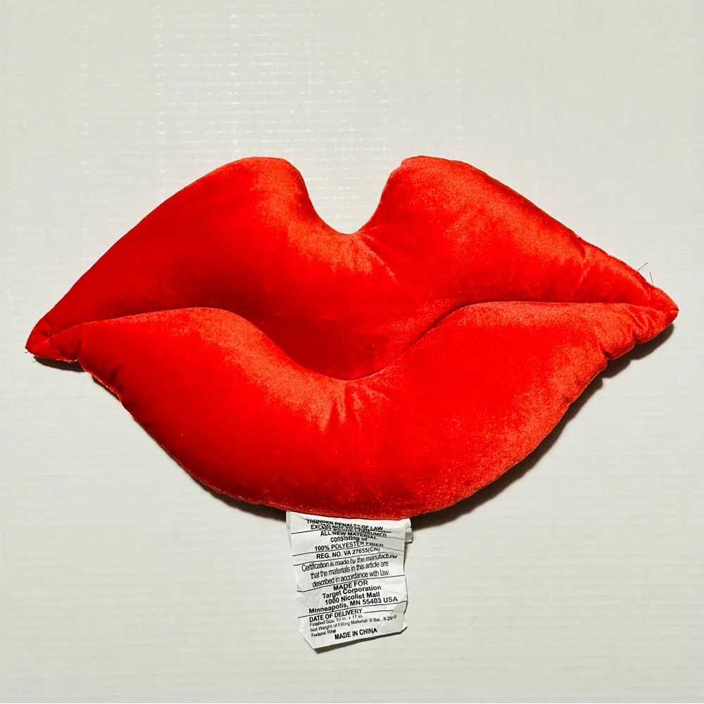 Room Essentials Lip Forever Velvet Throw Pillow in Berry Red & Neon Lip NEW